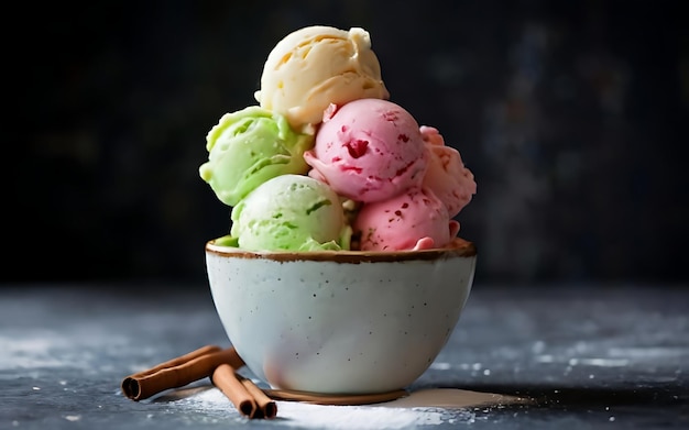 Capture the essence of Ice Cream in a mouthwatering food photography shot