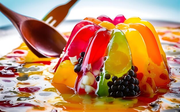 Foto cattura l'essenza della gelatina in una foto di cibo appetitoso