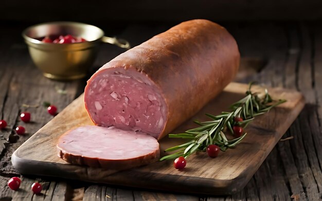 Photo capture the essence of liverwurst in a mouthwatering food photography shot