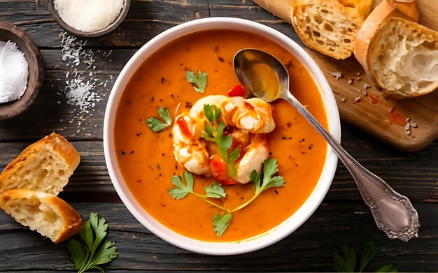 Capture the essence of lobster bisque in a mouthwatering food photography shot