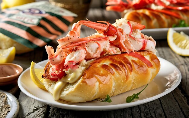 Capture the essence of Lobster Roll in a mouthwatering food photography shot