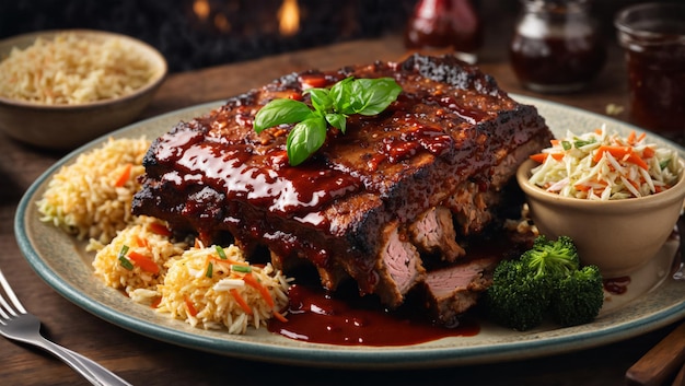 Capture the essence of a mouthwatering plate of BBQ ribs