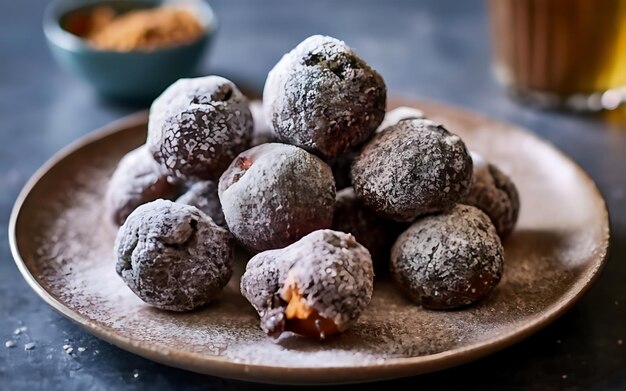 Photo capture the essence of oliebollen in a mouthwatering food photography shot