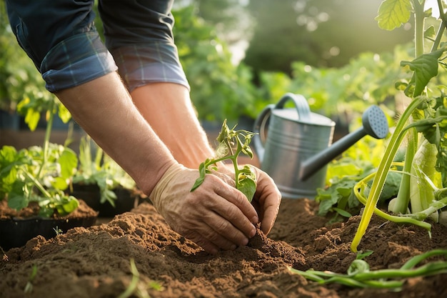 Capture the essence of organic farming and spring gardening with an evocative image of a farmers