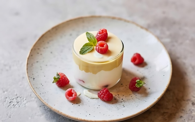 Capture the essence of Panna Cotta in a mouthwatering food photography shot