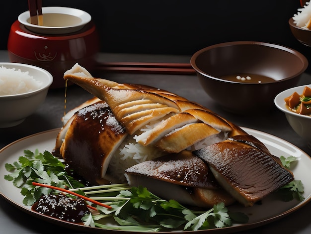 Capture the essence of Peking Duck in a mouthwatering food photography shot