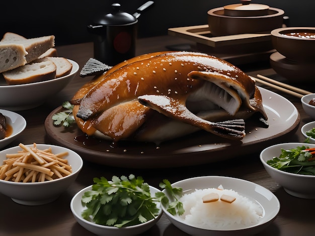 Capture the essence of Peking Duck in a mouthwatering food photography shot