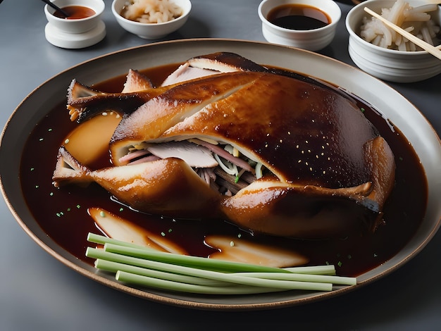 맛있는 음식 사진으로 베이징 오리 본질을 포착하세요.