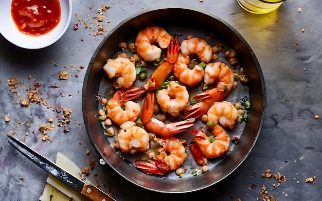 Capture the essence of Peppered Shrimp in a mouthwatering food photography shot