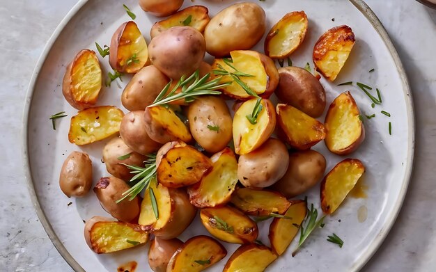 Capture the essence of Roasted Potatoes in a mouthwatering food photography shot