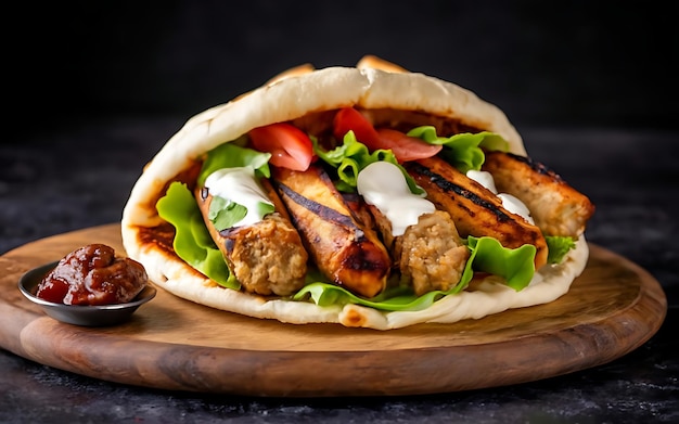 Foto cattura l'essenza di shawarma in un'affascinante ripresa fotografica di cibo