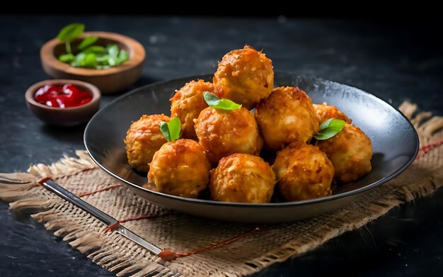 Capture the essence of Sweet Sour Chicken Balls in a mouthwatering food photography shot