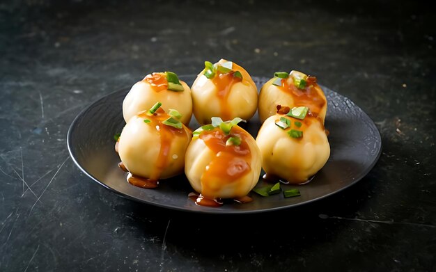 Photo capture the essence of takoyaki in a mouthwatering food photography shot