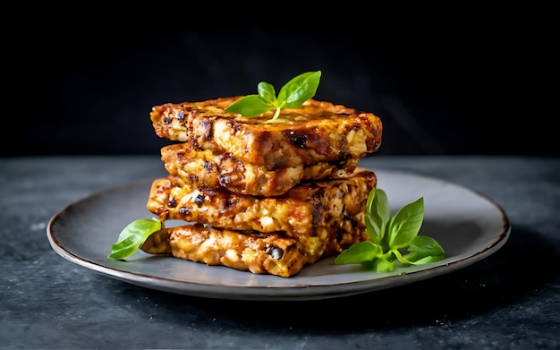 Photo capture the essence of tempeh mendoan in a mouthwatering food photography shot