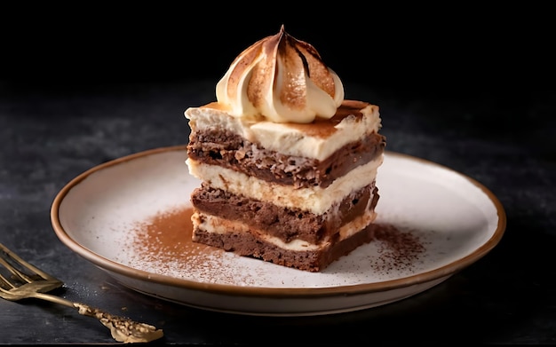 Capture the essence of Tiramisu in a mouthwatering food photography shot