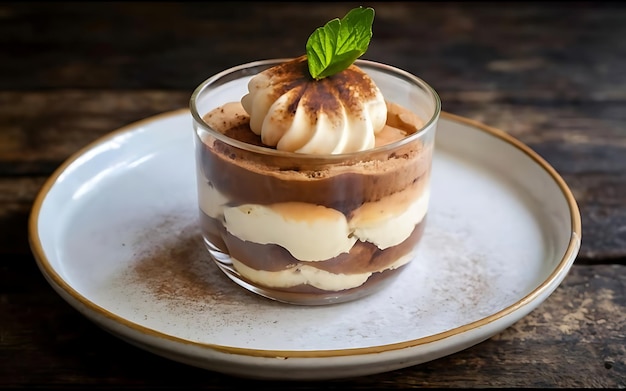 Foto cattura l'essenza del tiramisù in uno scatto fotografico appetitoso