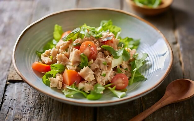 Capture the essence of Tuna Salad in a mouthwatering food photography shot