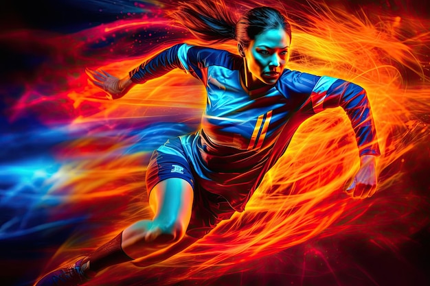 Capture the excitement and energy of a women soccer football AI Generated