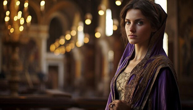 Photo capture an image of an actress portraying byzantine empress zoe porphyrogenita