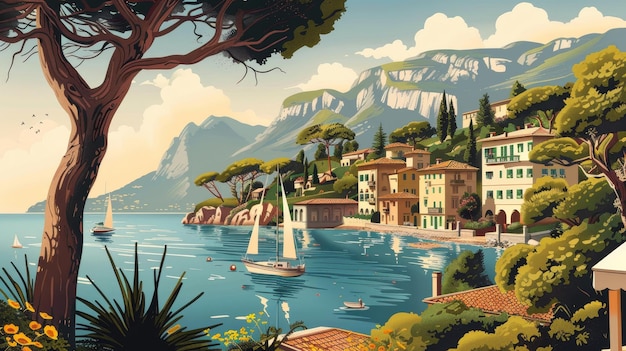 Capture the magic of an Italian summer with this stunning poster AI generated illustration