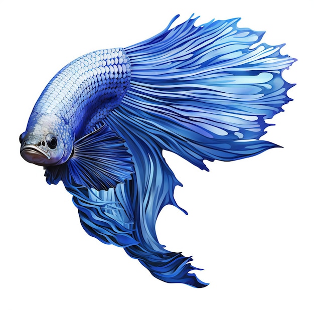 Capture the moving moment of blue siamese fighting fish isolated on white background Betta fish