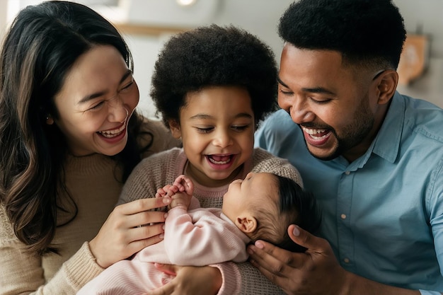 Capture the sheer joy and happiness radiating from parents as they play and laugh with their baby