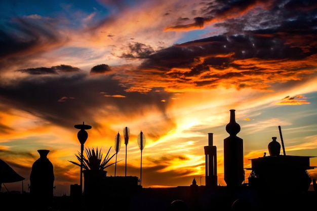 Foto catturare la silhouette degli oggetti contro lo sfondo colorato