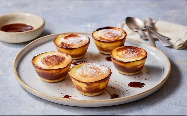 写真 パステル・デ・ナタ (pastel de nata) のエッセンスを美味しいフードフォトショットで捉える