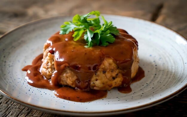 写真 サールズベリー・ステーキの本質を美味しい食事写真で捉える