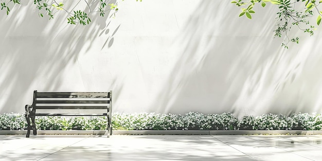 写真 静かな庭のベンチの静けさを 肖像画に描く