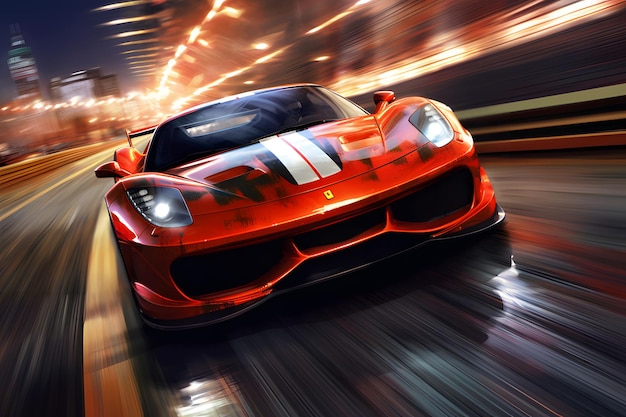 Capture the thrilling action of race cars speeding motion