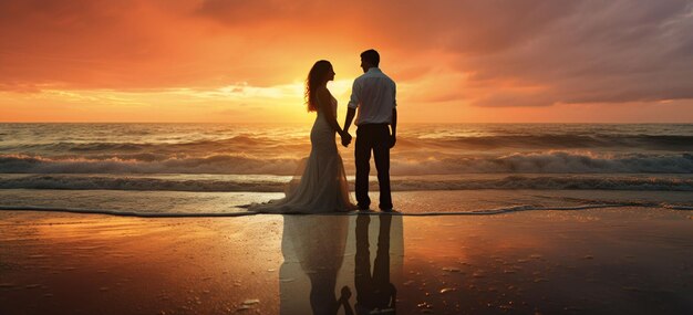 Photo capture the two couples standing on the beach huggin