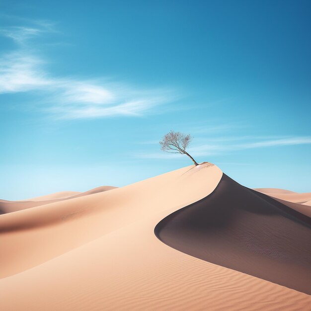 Captures the essence of a desert afternoon where the sun casts its warm glow over the endless sands