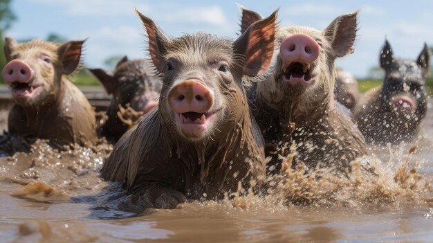 Captures happy pig farm