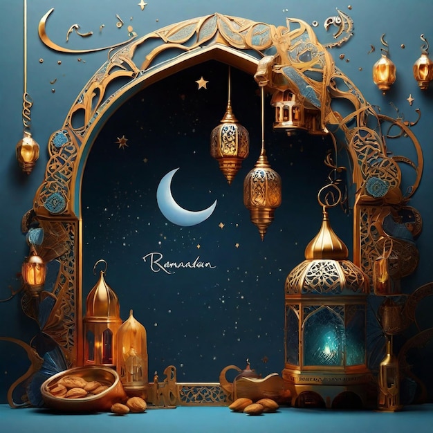 Уловить подлинные рассказы об исламском отличительном фоне в Рамадан