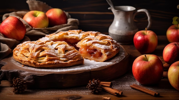 Фото Яблочные пироги на деревянном фоне