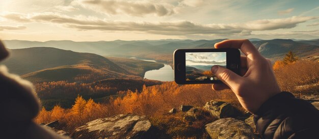 Фото Запись осенних пейзажей на смартфоне в горах