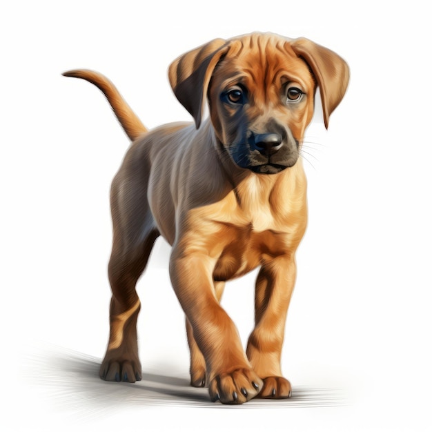 Capturing the Beauty Digital Painting of a Rodigian Ridgeback Puppy with Soft Features Walking Away