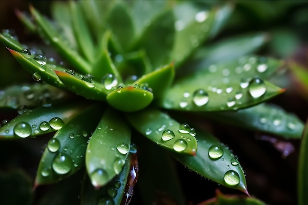 植物の水滴のマクロ撮影の美しさを捉える