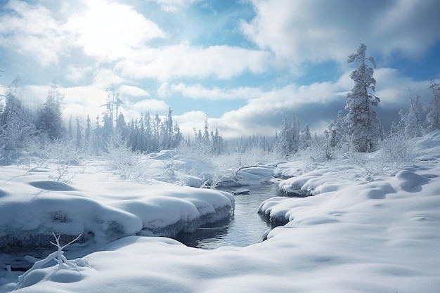 Записывая красоту покрытого снегом ландшафта Generative By Ai