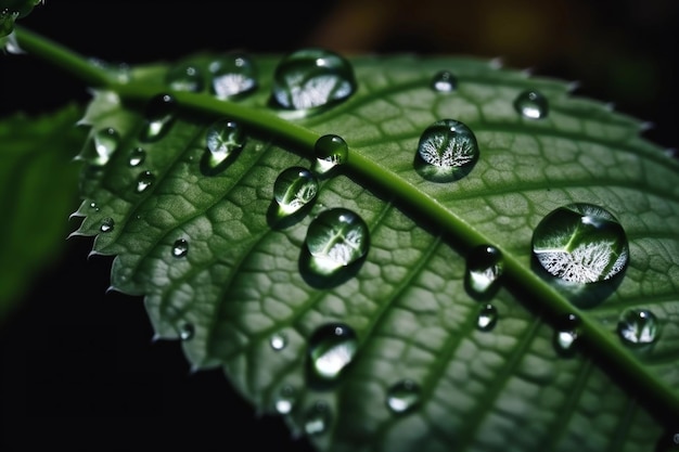 Запечатлеть красоту капель воды на листьях с помощью макрогенеративного ИИ