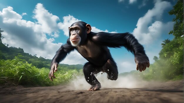 Capturing the Beauty of Wildlife Celebrating World Animal Day with Stunning Chimpanzee Stock Photo