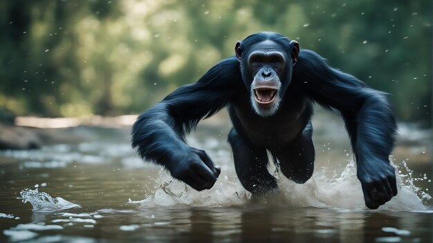 野生動物の美しさを捕まえる 世界動物の日を記念して 素晴らしいチンパンジーのストック写真