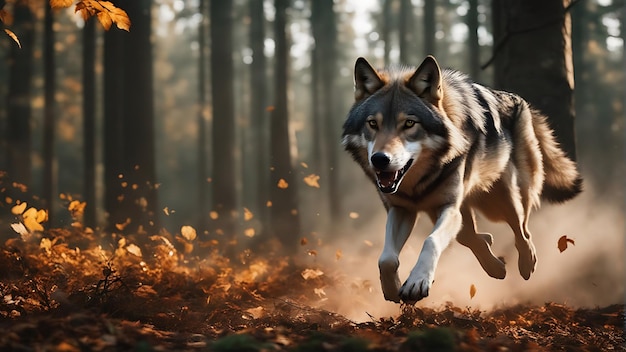 Capturing the Beauty of Wildlife Celebrating World Animal Day with Stunning Wolf Stock Photo