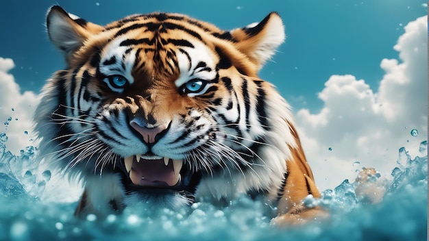 Запечатлеть красоту дикой природы во время празднования Всемирного дня животных с тигром в действии Stock Photo