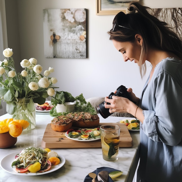 사진 맛있는 순간을 포착하는 음식 블로거 에디션