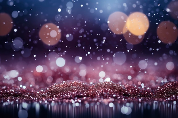 Foto catturando l'incanto del natale questa foto mostra un affascinante bokeh di fiocchi di neve contro un