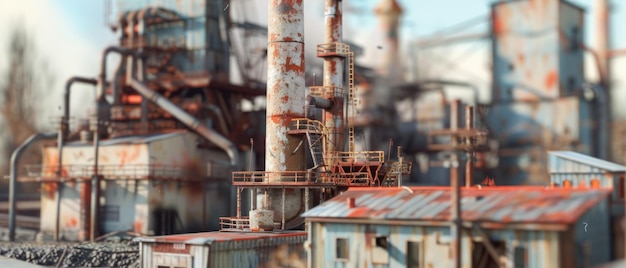 Capturing the Essence of Industry Intricate Miniature Models of Power Plant Smokestacks and Industr