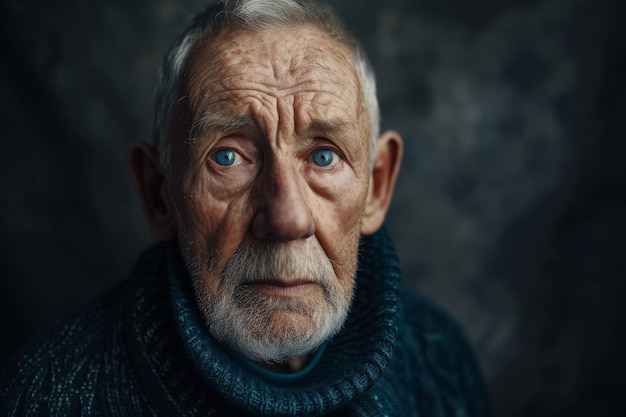 Capturing The Essence Of Wisdom Intimate Portrait Of An Elderly Gentleman In A Studio Ambiance