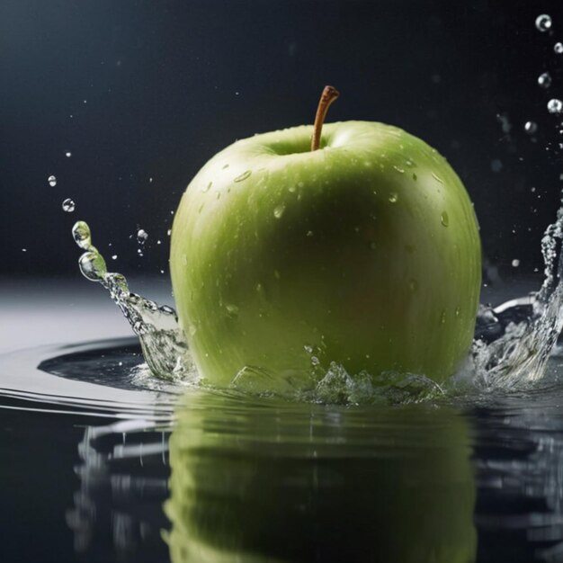 Capturing HighSpeed Professional Photography Green Apple Sinking in Water Tank